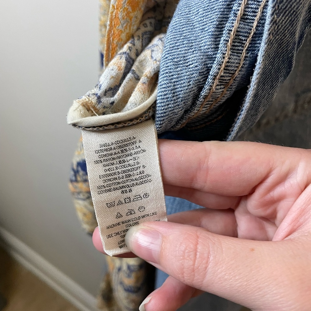 Free People x We The Free Coming and Going Wide Leg Paisley Mixed Media Jeans - Picture 6 of 8